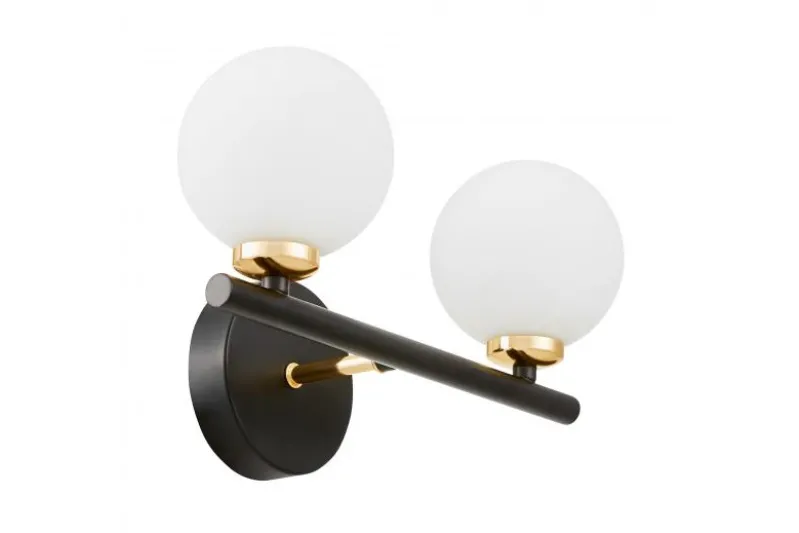 Lampada da parete due sfere nero oro MARSIADA W2