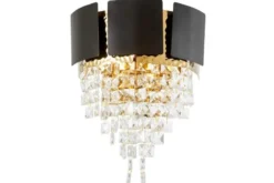 LAMPADA DA PARETE IN CRISTALLO NERO E ORO MOLINA W2