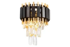 LAMPADA DA PARETE IN CRISTALLO NERO E ORO RIVO W2