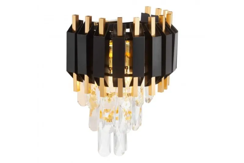 LAMPADA DA PARETE IN CRISTALLO NERO E ORO RIVO W2
