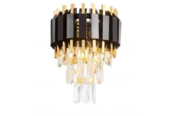 LAMPADA DA PARETE IN CRISTALLO NERO E ORO RIVO W2