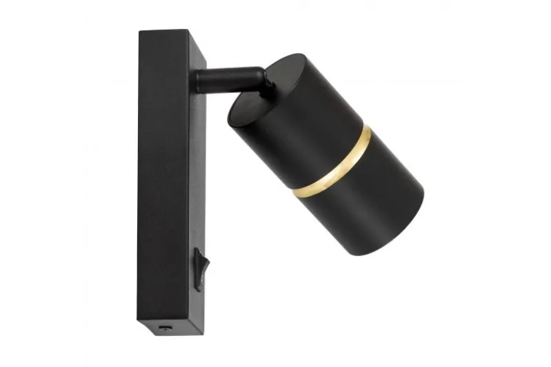 LAMPADA DA PARETE MODERNA NERO E ORO ASTI PRO