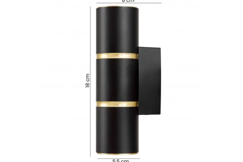LAMPADA DA PARETE MODERNA NERO E ORO ASTI W2