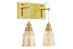 Lampada da parete ottone e vetro ambra doppia MOLETTI W2