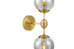 Lampada da parete sfere grigio fumo due bracci ottone ZODIAK W2