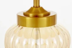 Lampada da tavolo ambra e ottone con paralume crema in tessuto MOLTENA