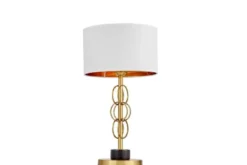 Lampada da tavolo comodino AZZARIA Bianco Ottone