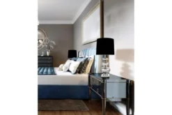 Lampada da tavolo comodino BRISTON Nero Argento