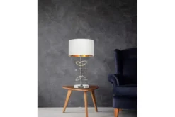 Lampada da tavolo comodino glamour MILARI Bianco-Cromo