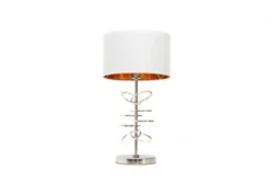 Lampada da tavolo comodino glamour MILARI Bianco-Cromo
