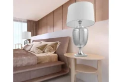 Lampada da tavolo comodino OLIMPIA Bianco Argento