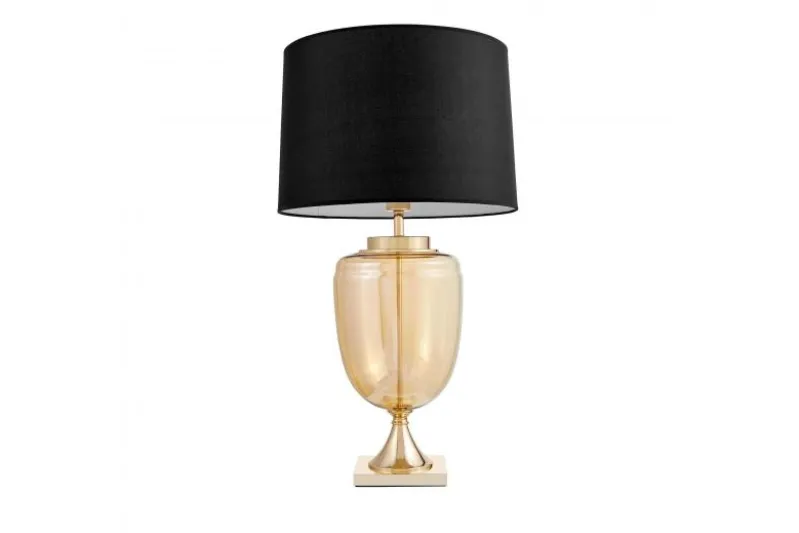 Lampada da tavolo comodino OLIMPIA Nero Oro