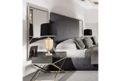 Lampada da tavolo comodino OLIMPIA Nero Oro