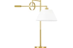 LAMPADA DA TAVOLO TURINA IN OTTONE E BIANCO