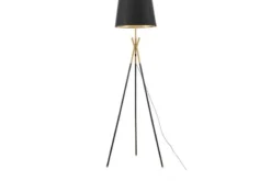 LAMPADA DA TERRA IN MERINO NERO E OTTONE