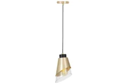 Lampada moderna a sospensione doppio paralume vetro oro FABRO W1