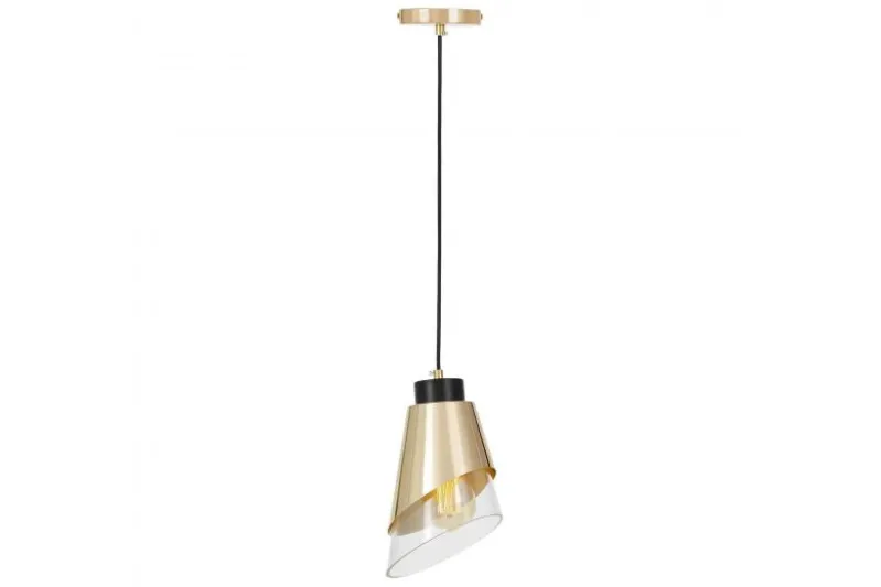 Lampada moderna a sospensione doppio paralume vetro oro FABRO W1