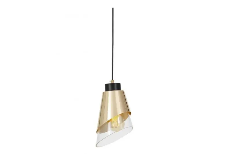 Lampada moderna a sospensione doppio paralume vetro oro FABRO W1