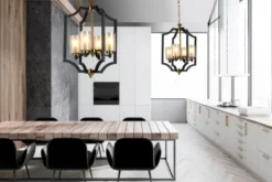 Lampadari gabbia di metallo nero e ottone VIGATTO W4