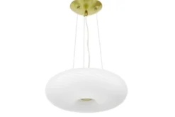 Lampadario ad anello oro e vetro bianco MONARTE D38