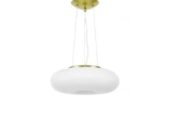 Lampadario ad anello oro e vetro bianco MONARTE D38