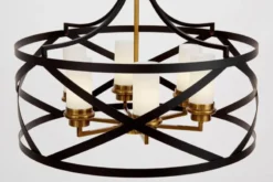 Lampadario a gabbia nero e ottone vintage ASTILA W6