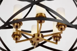 Lampadario a gabbia nero e ottone vintage ASTILA W6