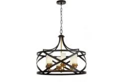 Lampadario a gabbia nero e ottone vintage ASTILA W6