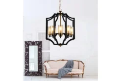 Lampadario a nero e ottone VIGATTO W8
