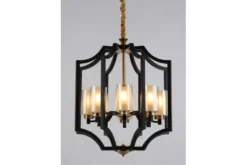 Lampadario a nero e ottone VIGATTO W8