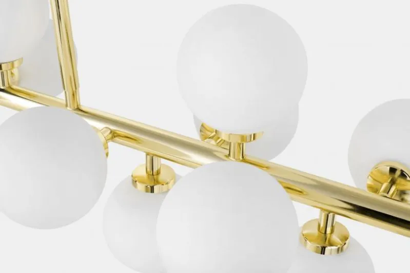 Lampadario a sfera con asta dorata PETRICA W16