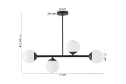 Lampadario a 4 sfere metallo nero FINO W4