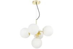 Lampadario a sospensione a sfera dorato 5 luci STELVIO W5