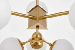 Lampadario a sospensione a sfere vetro bianco ottone ZODIAK W12