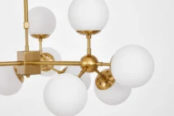 Lampadario a sospensione a sfere vetro bianco ottone ZODIAK W12