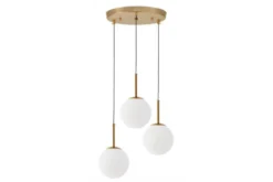 Lampadario a sospensione a tre sfere struttura ottone FREDICA W3