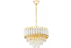 Lampadario a sospensione bianco e oro con cristalli MAZINI D40