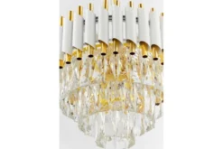 Lampadario a sospensione bianco e oro con cristalli MAZINI D40