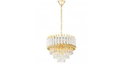 Lampadario a sospensione bianco e oro con cristalli MAZINI D40