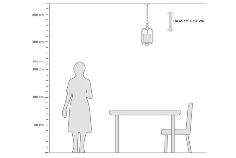 Lampadario a sospensione classico in metallo cromato e vetro ATLANTA W1