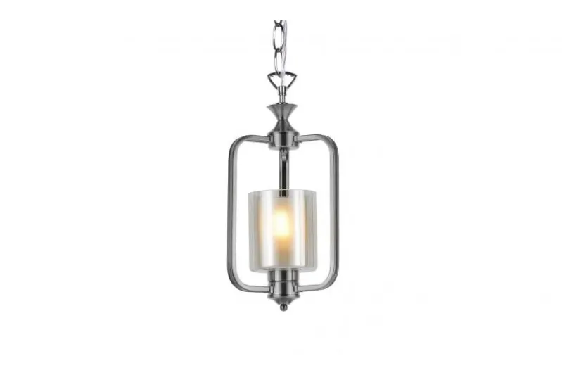 Lampadario a sospensione classico in metallo cromato e vetro ATLANTA W1