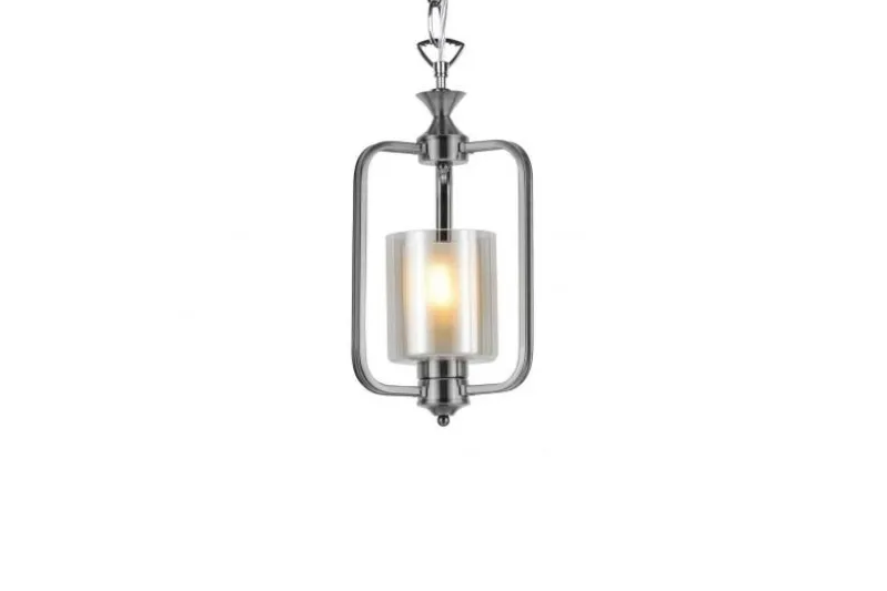 Lampadario a sospensione classico in metallo cromato e vetro ATLANTA W1