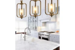 Lampadario a sospensione classico in ottone e vetro ATLANTA W1