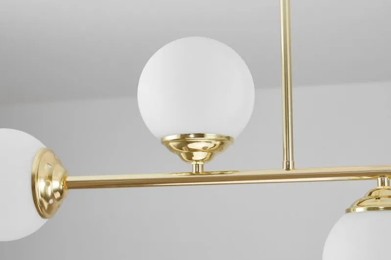 Lampadario a sospensione con asta dorata FINO W4