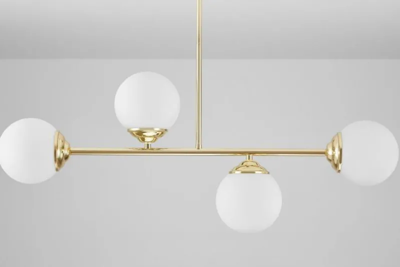 Lampadario a sospensione con asta dorata FINO W4