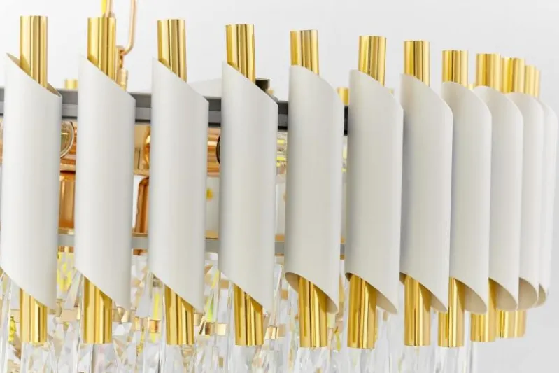 Lampadario a sospensione con cristalli bianco e oro MAZINI D50