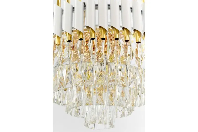 Lampadario a sospensione con cristalli bianco e oro MAZINI D50