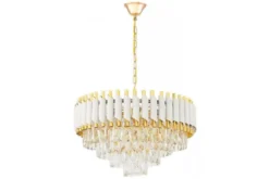 Lampadario a sospensione con cristalli bianco e oro MAZINI D50