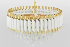 Lampadario a sospensione con cristalli bianco e oro MAZINI D50