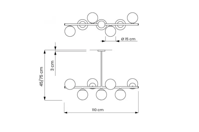 Lampadario a sospensione di design moderno FREDICA W7 Nero